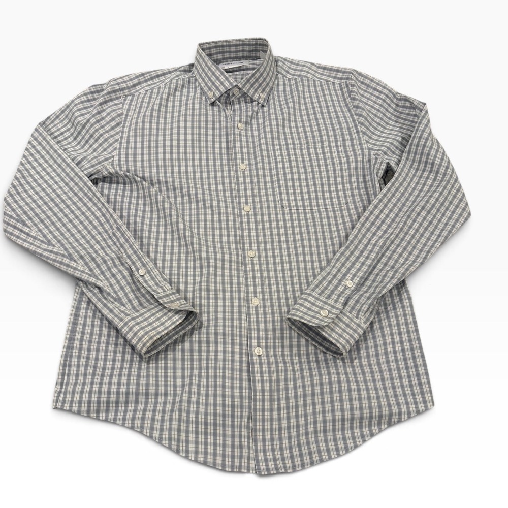 Ministry of Supply Mens Grey Gingham Performance Button Down Shirt Medium